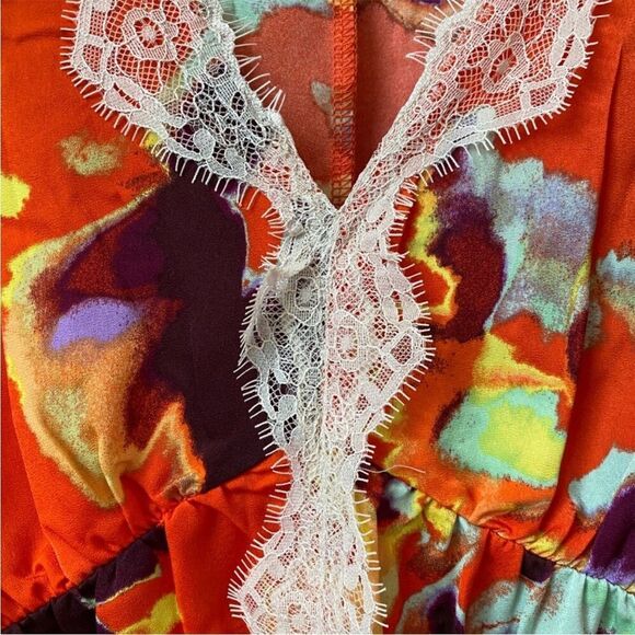 NWOT Rebecca Minkoff Women's Sleeveless Floral Lace Trim Tank Top Orange small - Picture 6 of 16